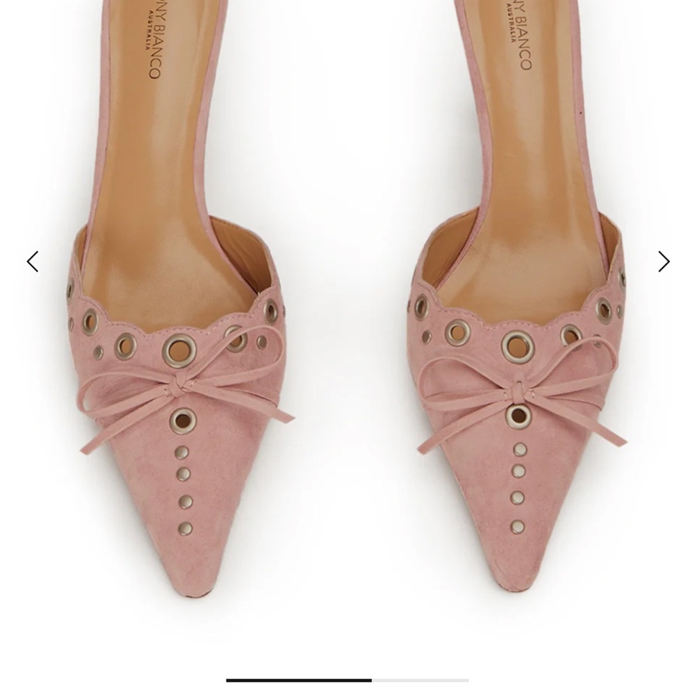Tony Bianco Pink Pointed-Toe Bow Mules